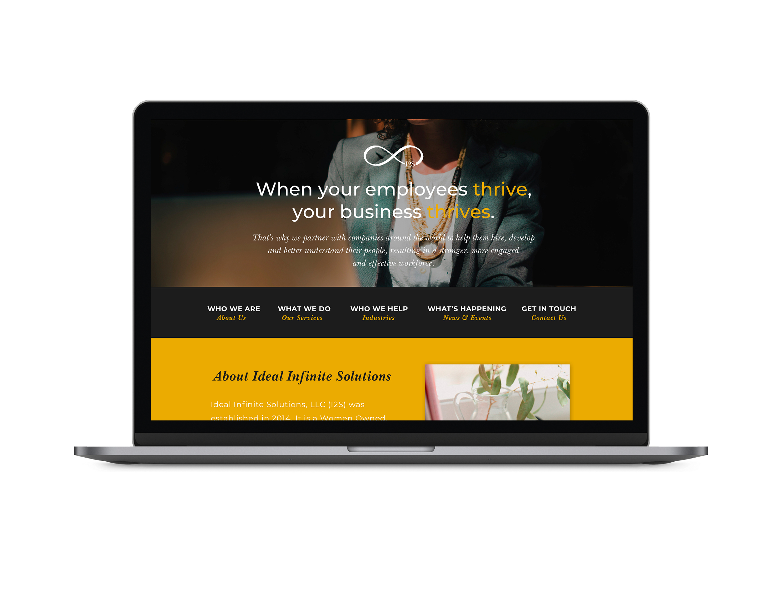 Ideal Infinite Solutions Site Design - Homepage on Macbook